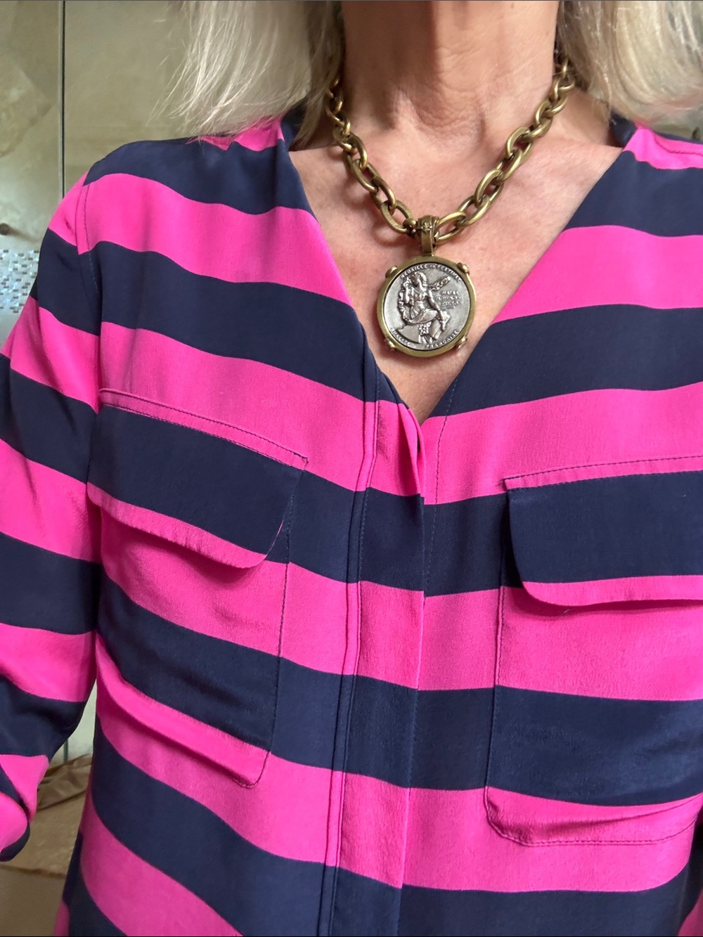 Gold-Tone Coin Pendant Necklace - Women Jewelry - Picture 3 of 5